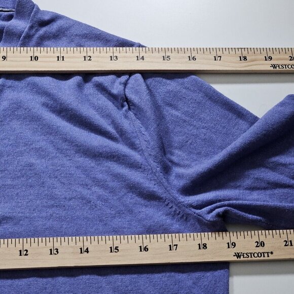 Banana Republic Sweater Men M Purple V Neck LS Silk Cotton Cashmere Blend FLAW - Picture 4 of 13